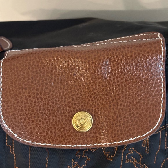 limited-edition Longchamp Le Pliage embroidered tote bag  black and brown - Picture 6 of 12